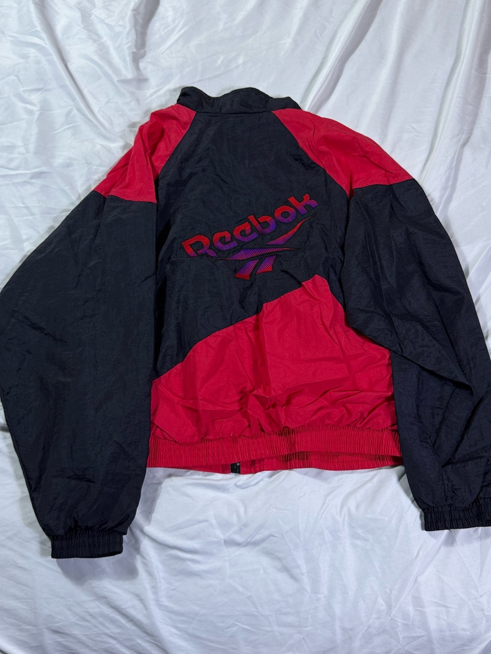 Vintage Reebok Jacket in Red, White & Navy with Back Logo VTG